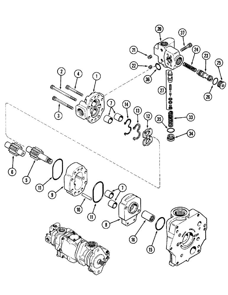Схема запчастей Case IH 4890 - (8-284) - TRIPLE HYDRAULIC PUMP ASSEMBLY, GEAR PUMP SECTION (08) - HYDRAULICS
