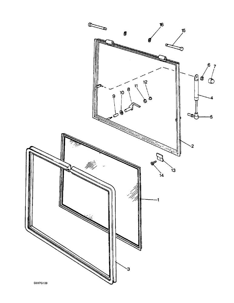 Схема запчастей Case IH 1210 - (9-068) - HINGED WINDSCREEN, SEKURA CAB (09) - CHASSIS/ATTACHMENTS