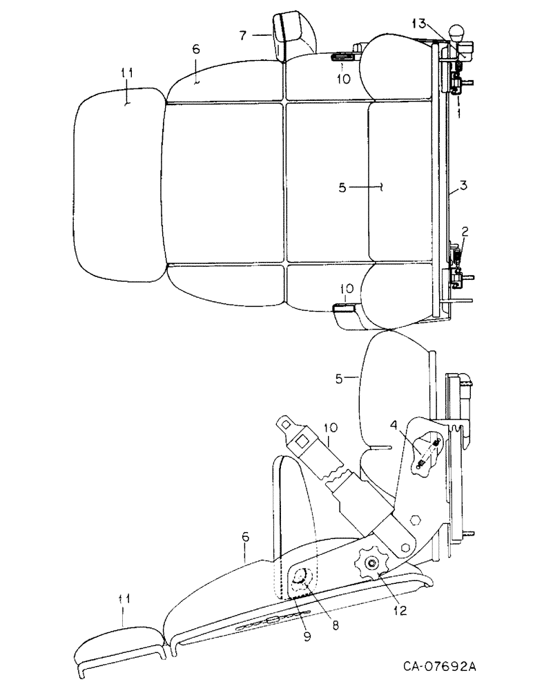 Схема запчастей Case IH 3288 - (13-13) - SUPERSTRUCTURE, DELUXE HYDRAULIC SEAT, BLACK OR BURGUNDY INTERIOR CAB (05) - SUPERSTRUCTURE