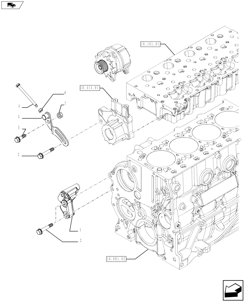 Схема запчастей Case IH F5AE5484B A002 - (55.301.02) - ENGINE, ALTERNATOR MOUNTING (55) - ELECTRICAL SYSTEMS