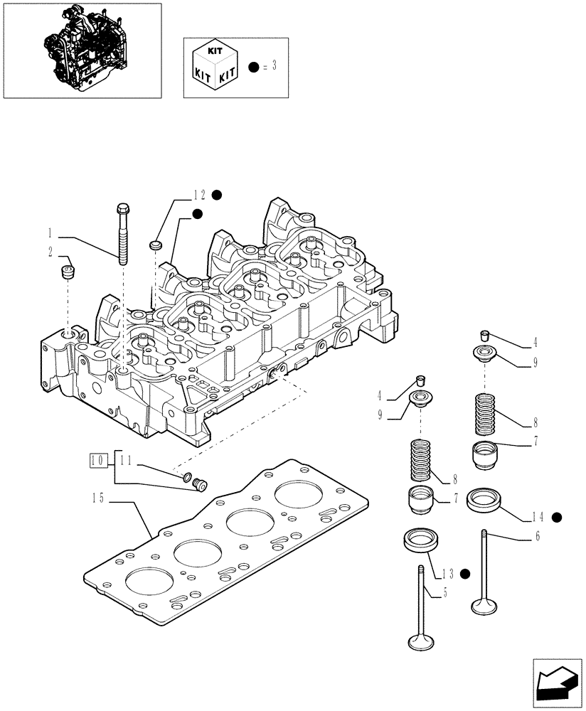Схема запчастей Case IH JX1085C - (0.06.0) - CYLINDER HEAD (01) - ENGINE