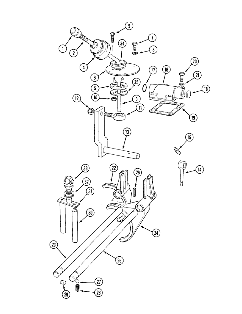 Схема запчастей Case IH 1394 - (6-220) - RANGE SHIFT LEVER, POWER SHIFT, TRACTORS WITH CAB (06) - POWER TRAIN