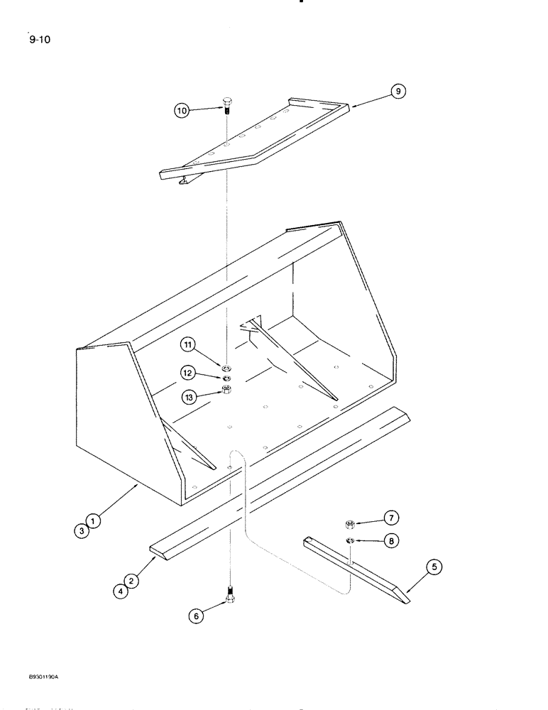 Схема запчастей Case IH 710 - (9-10) - MATERIAL BUCKET AND TINES, USES BOLT-ON SPILL GUARD, PRIOR TO P.I.N. CJA0001736 (09) - CHASSIS/ATTACHMENTS