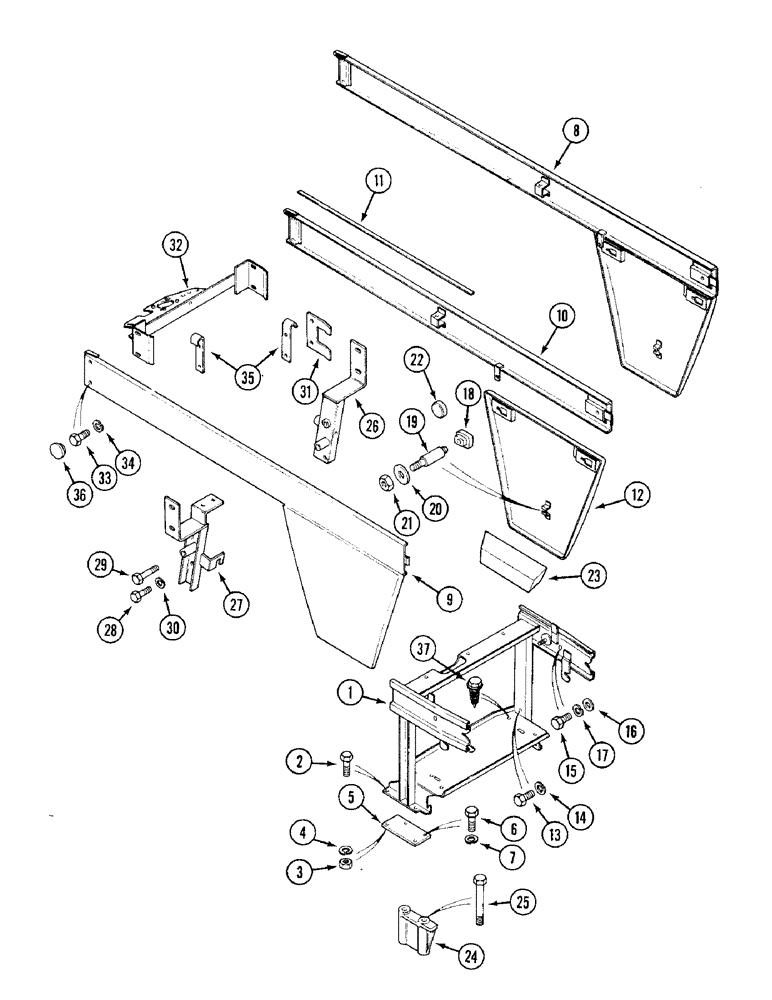 Схема запчастей Case IH 1394 - (9-414) - ENGINE FRONT SUPPORT HOOD (09) - CHASSIS/ATTACHMENTS