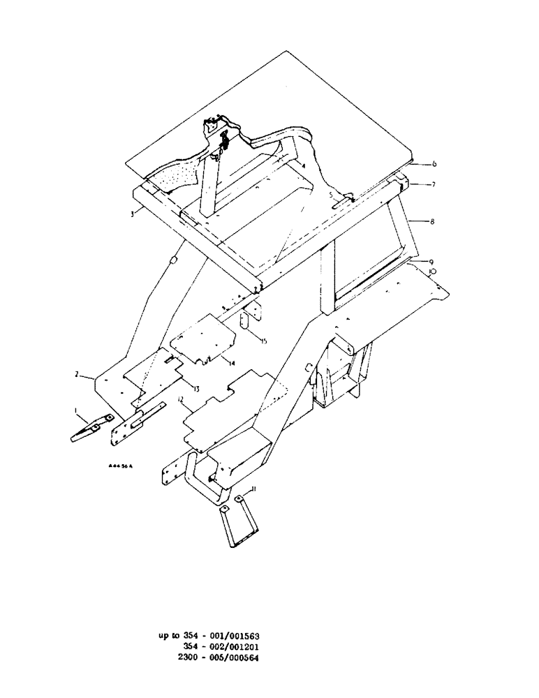 Схема запчастей Case IH 2300 - (6-70) - ATTACHMENTS, SAFETY FRAME, UP TO 351-001/001563, 354-002/001201, 2300-005-000564 Attachments