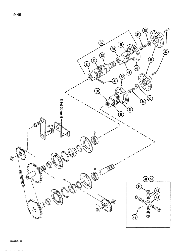 Схема запчастей Case IH 1590 - (9-046) - CONDITIONING ROLL DRIVE, 1490 AND 1590 MOWER CONDITIONER (03) - CHASSIS/MOUNTED EQUIPMENT