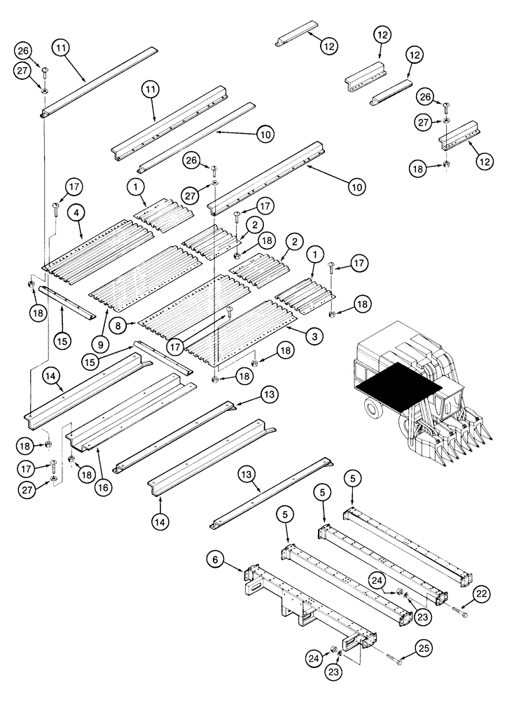 Схема запчастей Case IH 2155 - (9D-20) - BASKET FLOOR (16) - BASKET