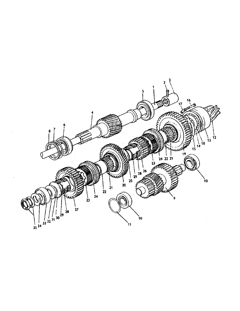 Схема запчастей Case IH 1212 - (C28) - GEARBOX, SHAFTS AND GEARS - RANGE GEARBOX, 1212 TRACTORS Gearbox
