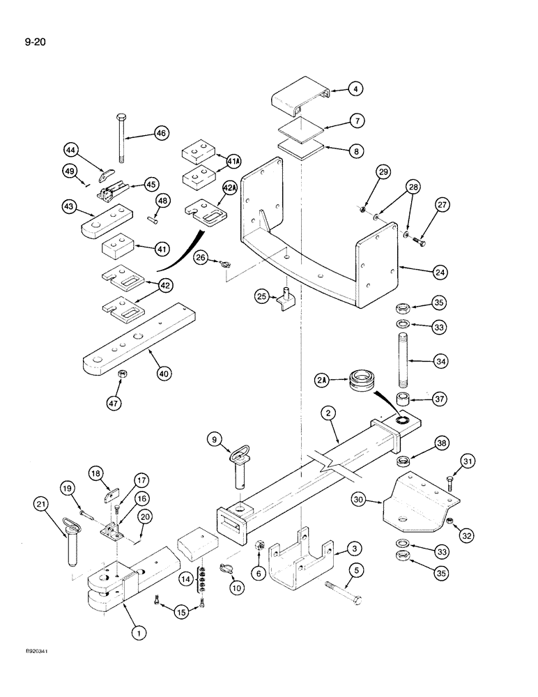 Схема запчастей Case IH 9230 - (9-020) - DRAWBAR, EXTENDABLE, WITHOUT THREE POINT HITCH (09) - CHASSIS/ATTACHMENTS