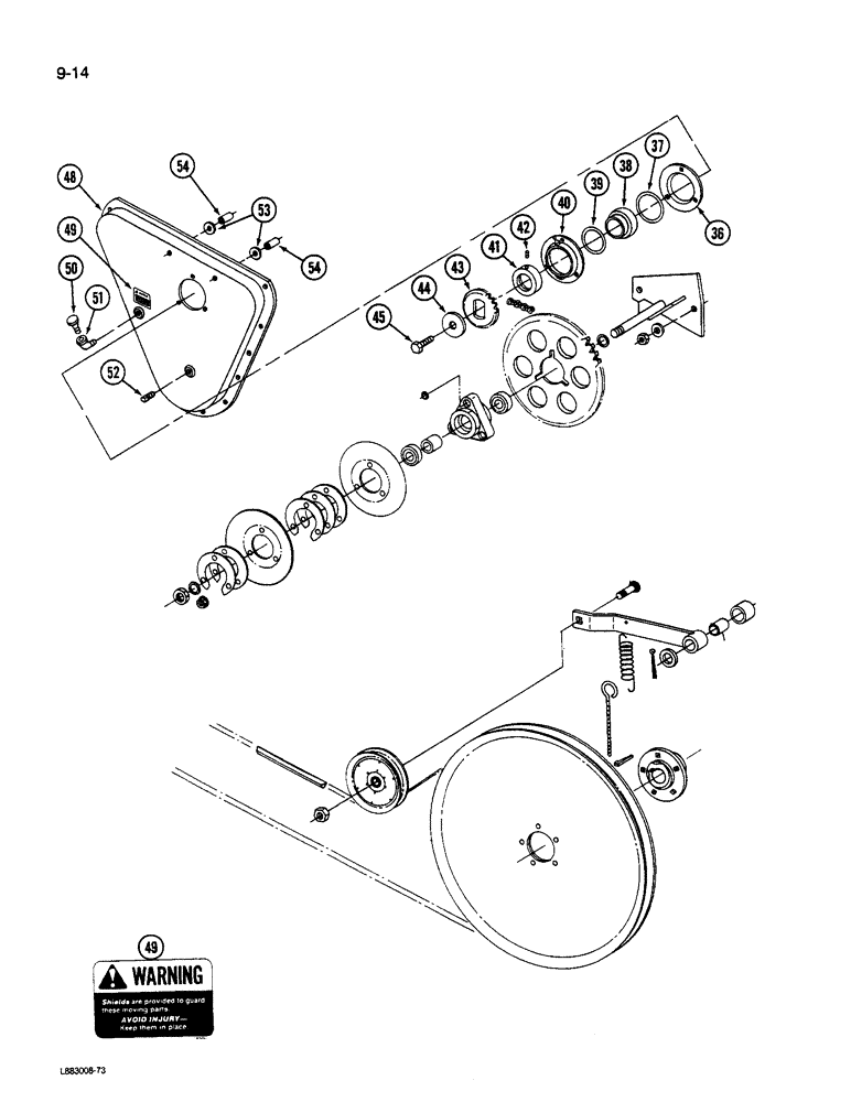 Схема запчастей Case IH 1590 - (9-014) - REEL DRIVE, 1490 AND 1590 MOWER CONDITIONER (03) - CHASSIS/MOUNTED EQUIPMENT