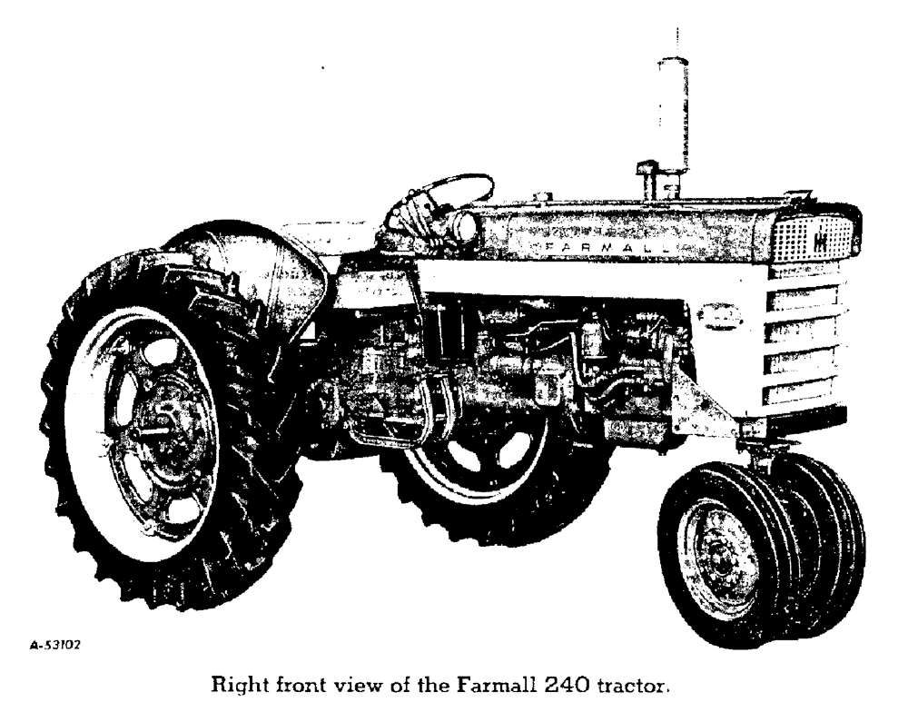 Схема запчастей Case IH 240 - (005) - RIGHT FRONT VIEW OF FARMALL 240 TRACTOR (00) - GENERAL