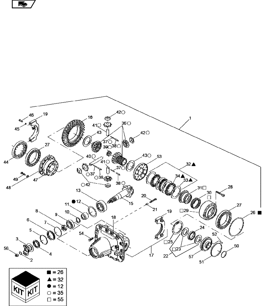 Схема запчастей Case IH MAGNUM 275 - (05-26) - CARRIER AND DIFFERENTIAL - CLASS V - STANDARD AND SUSPENDED MFD - MAGNUM 275, 305 AND 335 (05) - STEERING