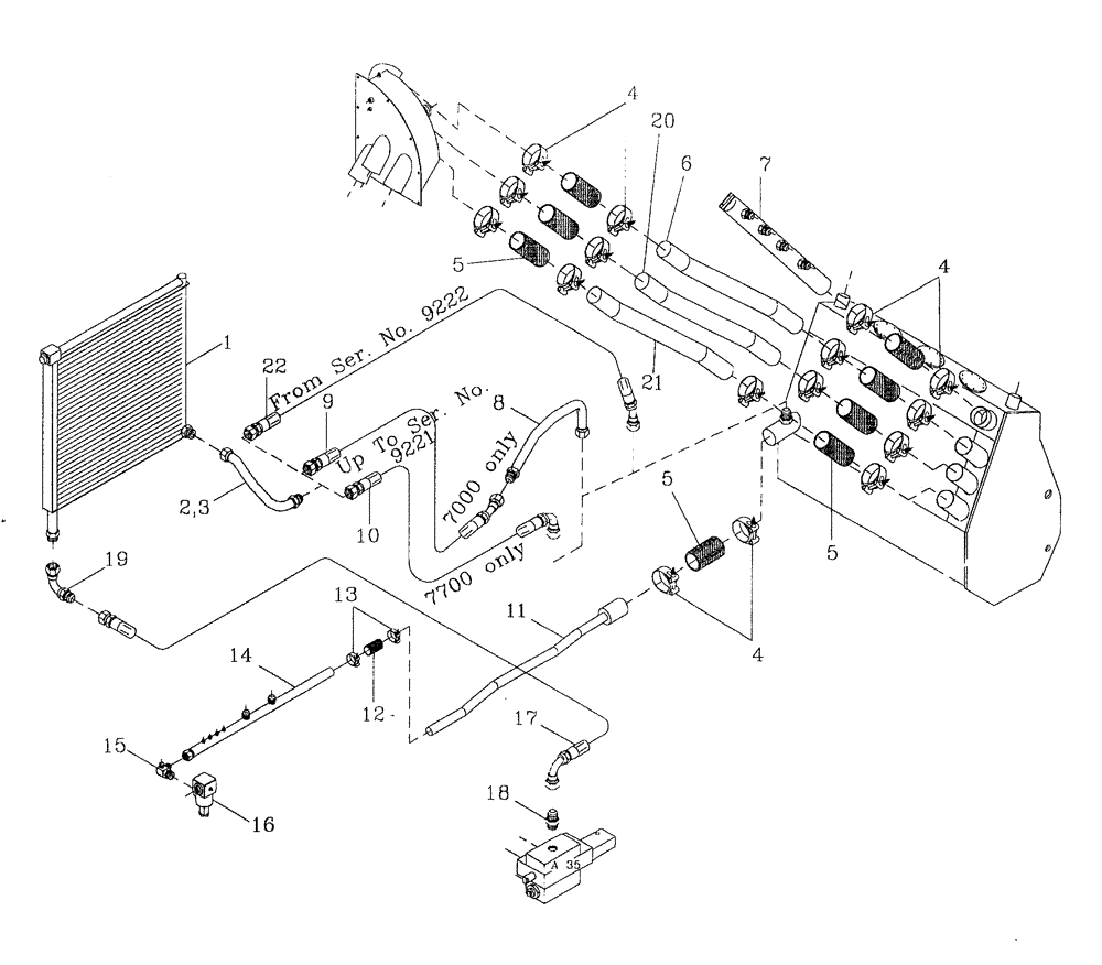 Схема запчастей Case IH 7700 - (B06[03]) - HYDRAULIC SUCTION LINES - LOW HORSEPOWER Hydraulic Components & Circuits