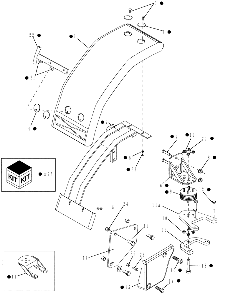 Схема запчастей Case IH MX245 - (09-04) - FENDERS - FRONT, NARROW (09) - CHASSIS/ATTACHMENTS