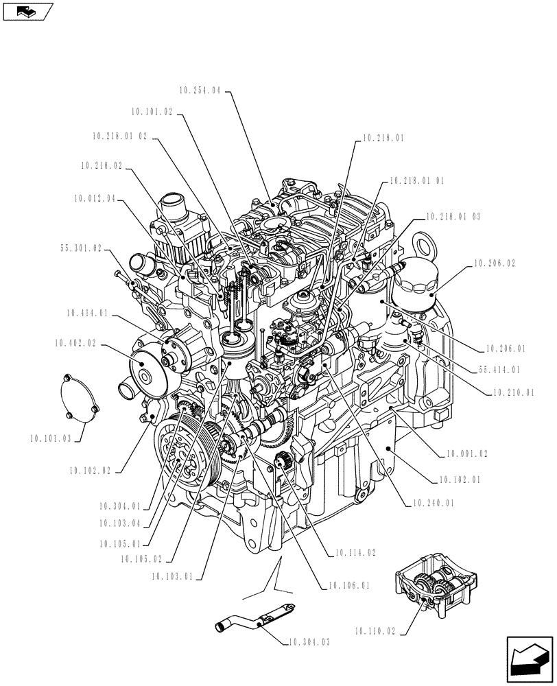 Схема запчастей Case IH F5AE9484G A010 - (10.000.01[01]) - PICTORIAL INDEX - ENGINE (504386487) (10) - ENGINE