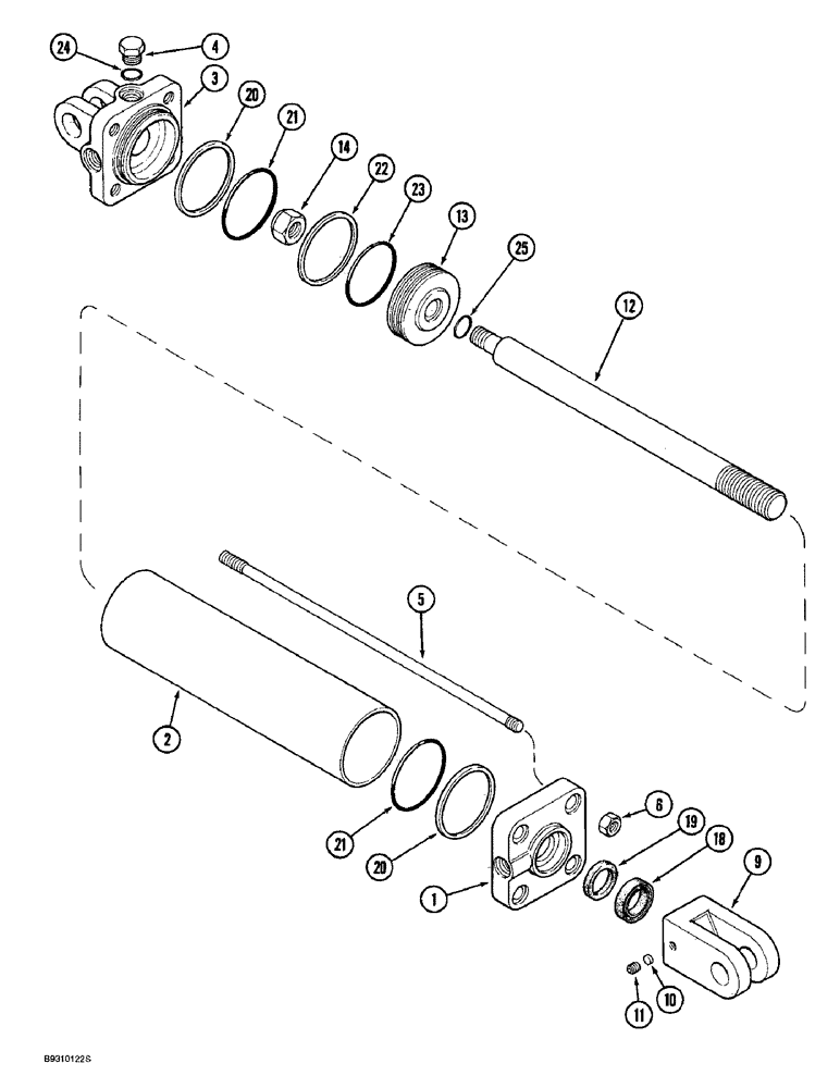 Схема запчастей Case IH 955 - (8-116) - HYDRAULIC CYLINDER - 1282329C91, ENDWISE TRANSPORT WHEEL - 8 ROW NARROW RIGID WING FRAME FOLD 12 ROW (08) - HYDRAULICS