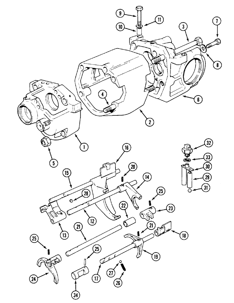 Схема запчастей Case IH 1394 - (6-192) - GEARBOX HOUSING AND SELECTORS, SYNCHROMESH TRACTORS P.I.N. 11139846 AND AFTER (06) - POWER TRAIN