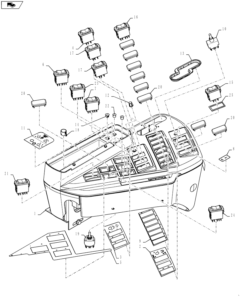 Схема запчастей Case IH TITAN 4030 - (55.521.01) - RH CONTROL PANEL, VIPER PRO, 810 FLEX AIR (55) - ELECTRICAL SYSTEMS