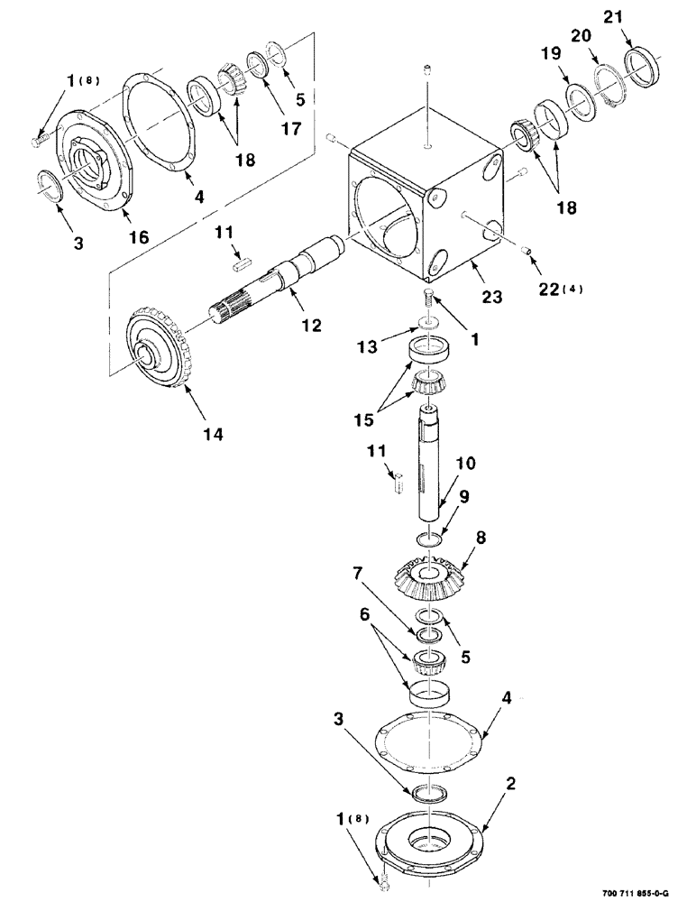 Схема запчастей Case IH 8312 - (2-22) - GEARBOX ASSEMBLY, 700711855 GEARBOX ASSEMBLY COMPLETE (58) - ATTACHMENTS/HEADERS