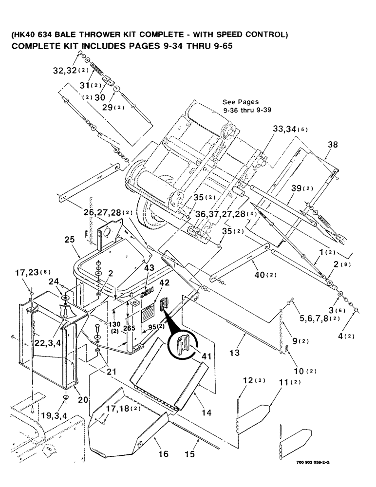Схема запчастей Case IH 8530 - (9-34) - 8511 BALE THROWER KIT - MOUNTING ASSEMBLY, (HK40634 BALE THROWER KIT COMPLETE) Decals & Attachments
