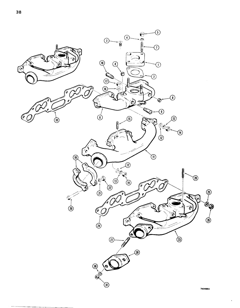 Схема запчастей Case IH 1830 - (038) - INTAKE AND EXHAUST MANIFOLDS (10) - ENGINE