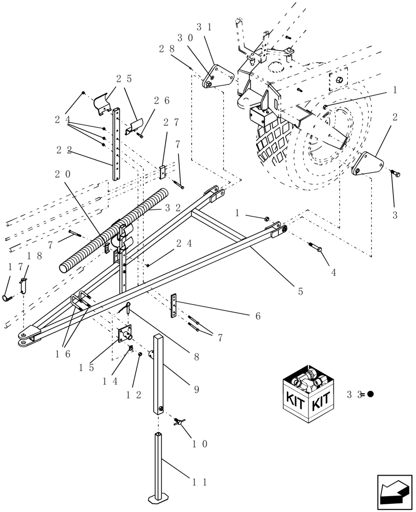 Схема запчастей Case IH ADX2230 - (F.10.D[18]) - TOW BEHIND CASTER PULL FIELD HITCH F - Frame Positioning
