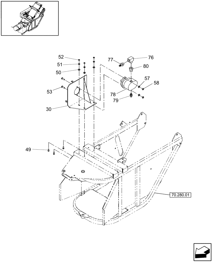 Схема запчастей Case IH BTX11 - (70.280.12[2]) - HYDRAULIC MOTOR MOUNT (70) - EJECTION