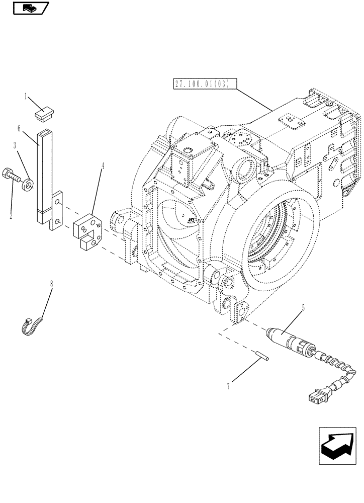 Схема запчастей Case IH MAGNUM 210 - (35.130.04) - IMPLEMENT CARRIER, SENSOR, WITH POWERSHIFT TRANSMISSION (35) - HYDRAULIC SYSTEMS