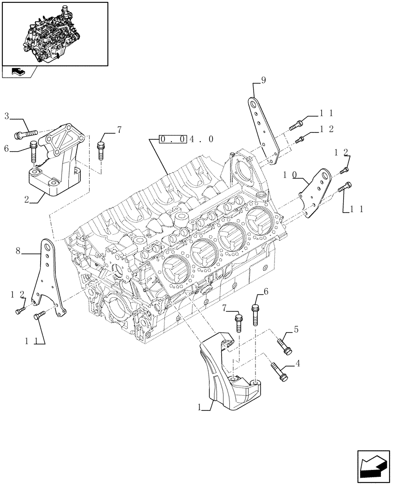 Схема запчастей Case IH FVAE2884X B200 - (0.04.4) - ENGINE SUSPENSION (504115132) 