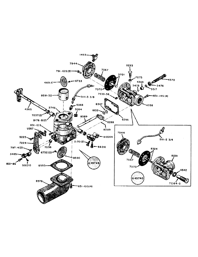 Схема запчастей Case IH 500B-SERIES - (027E) - G45740 AND G45745 L.P.G. CARBURETORS (03) - FUEL SYSTEM