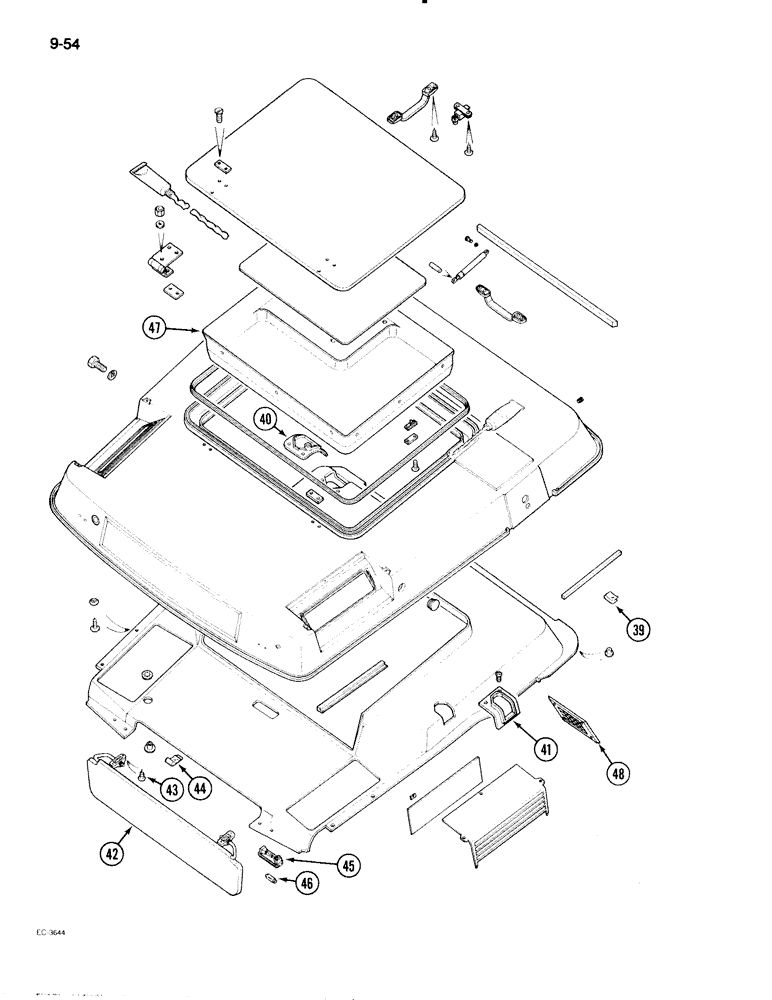 Схема запчастей Case IH 595 - (9-054) - CAB, ROOF FRAME (09) - CHASSIS/ATTACHMENTS