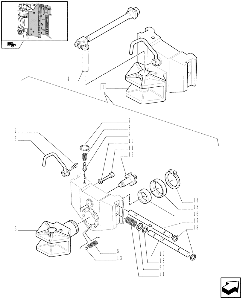 Схема запчастей Case IH FARMALL 75N - (1.89.0/06) - SWIVEL HOOK FOR EEC, (VERTICAL ADJUST SLIDING) (33MM HOLE) (VAR.330897) (09) - IMPLEMENT LIFT