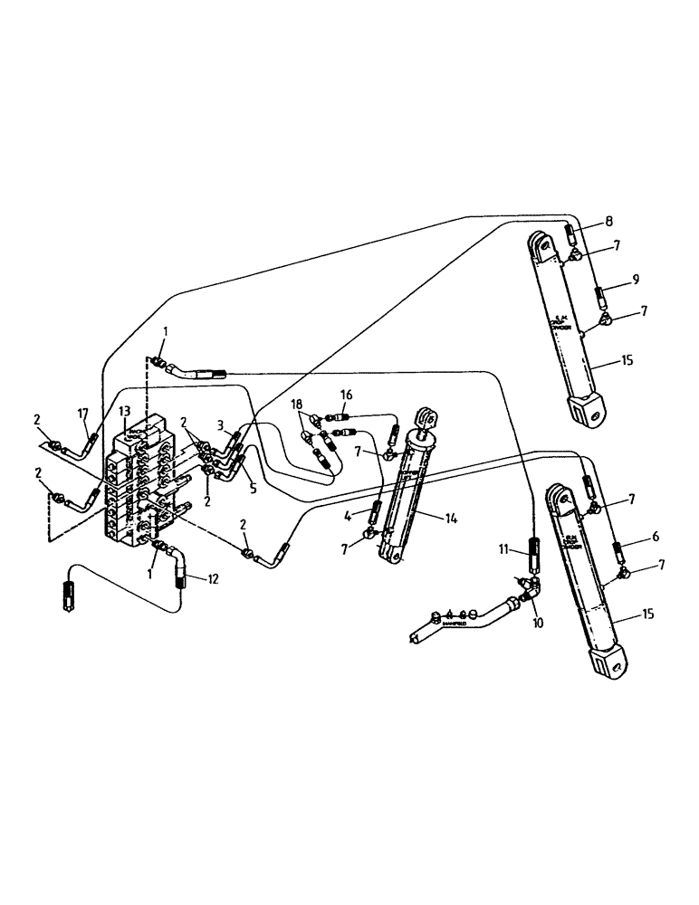 Схема запчастей Case IH 7000 - (B06-25) - HYDRAULIC CIRCUIT, TOPPER AND CROPDIVIDER 7700 Hydraulic Components & Circuits