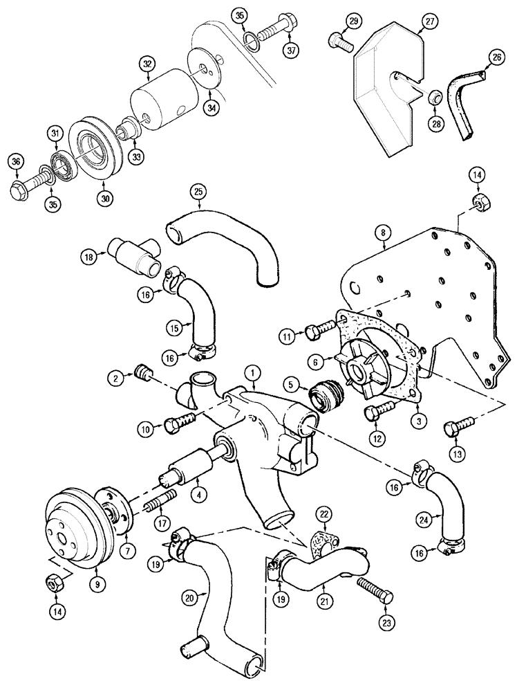 Схема запчастей Case IH C50 - (02-13) - WATER PUMP SYSTEM (02) - ENGINE