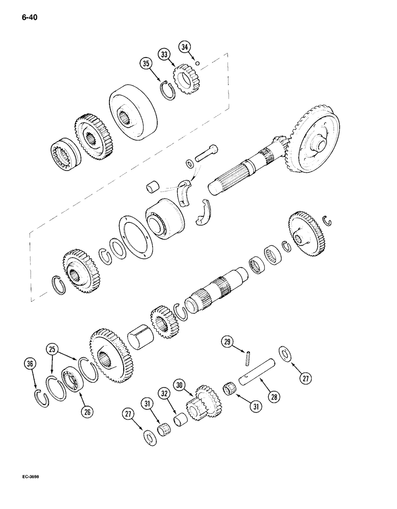Схема запчастей Case IH 995 - (6-040) - RANGE TRANSMISSION (06) - POWER TRAIN
