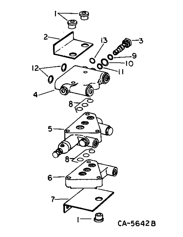 Схема запчастей Case IH 1470 - (10-54) - HYDRAULICS, HEADER LIFT VALVE ASSEMBLY, SERIAL NO. 10000 AND BELOW (07) - HYDRAULICS