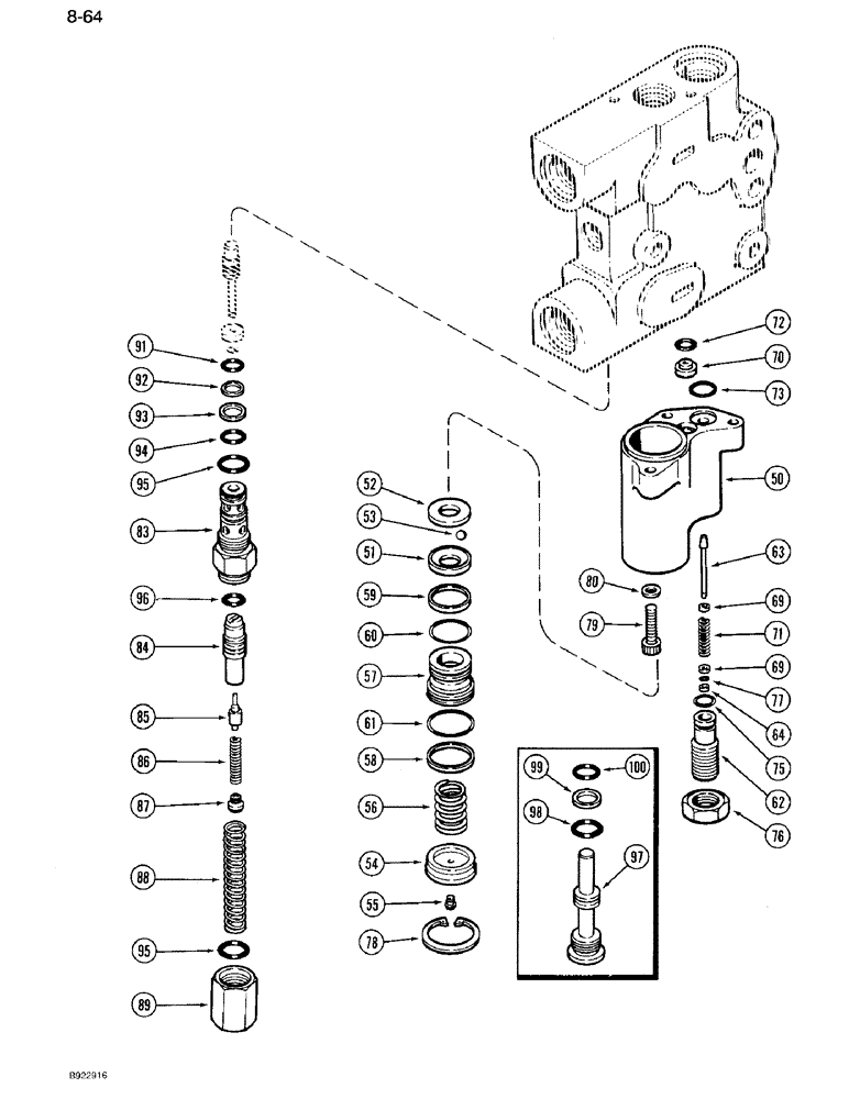 Схема запчастей Case IH 7120 - (8-64) - HYDRAULIC REMOTE VALVE ASSEMBLY, FIRST REMOTE WITH LOAD CHECK (CONTD) (08) - HYDRAULICS