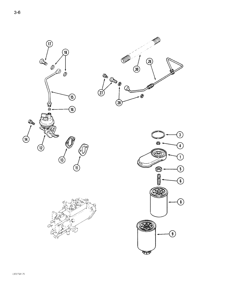 Схема запчастей Case IH 1844 - (3-06) - FUEL FILTER AND LIFT PUMP 6TA-590 ENGINE (02) - FUEL SYSTEM
