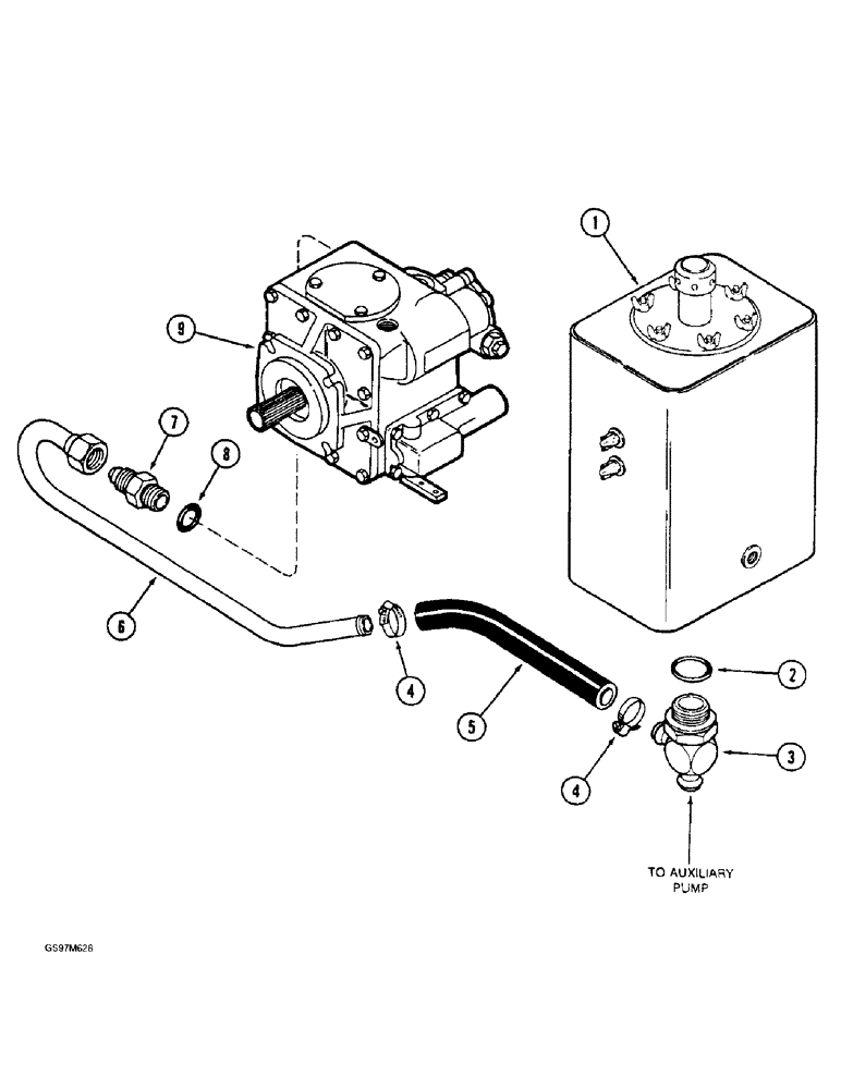 Схема запчастей Case IH 1660 - (8-008) - HYDROSTATIC PUMP SYSTEM, RESERVOIR TO PUMP, PRIOR TO P.I.N. JJC0103800 (07) - HYDRAULICS