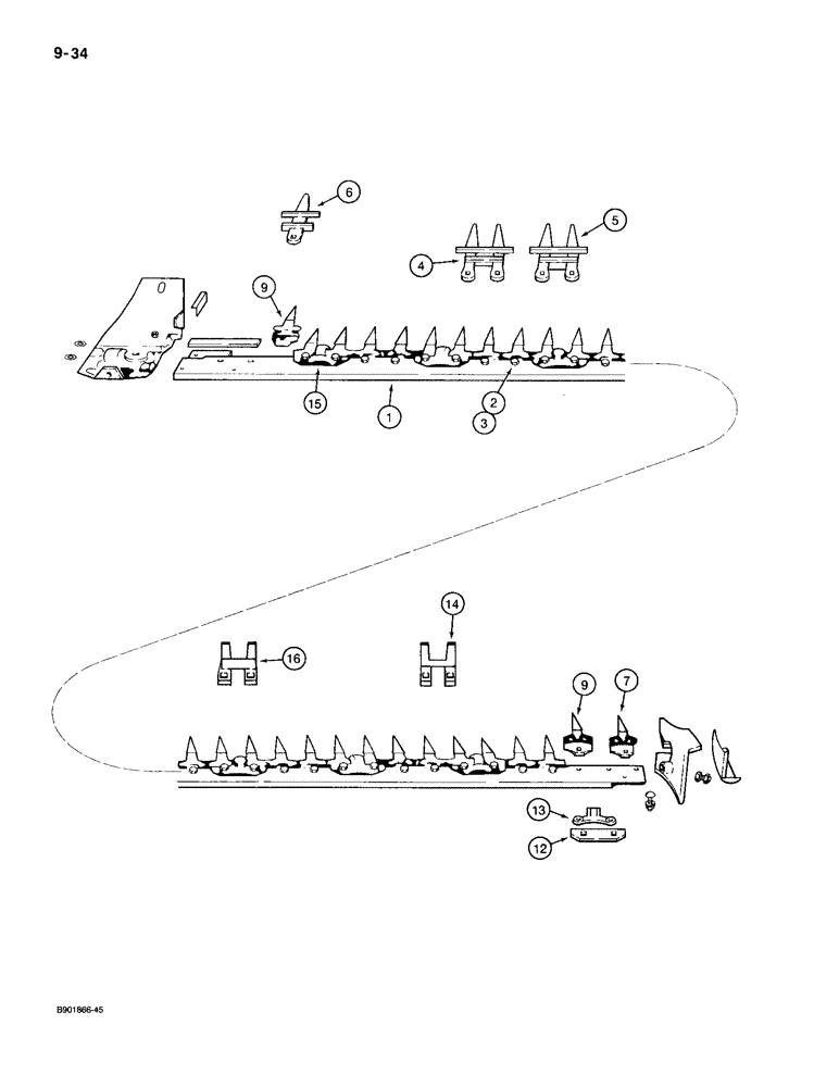 Схема запчастей Case IH 1100 - (9-34) - CUTTER BAR, SEVEN FOOT CUTTERS (09) - CHASSIS/ATTACHMENTS