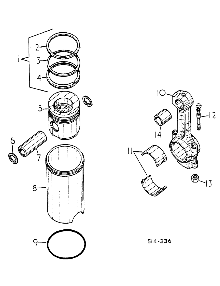 Схема запчастей Case IH 268 - (12-055) - CONNECTING ROD, PISTON AND SLEEVE, D-239 ENGINE Power
