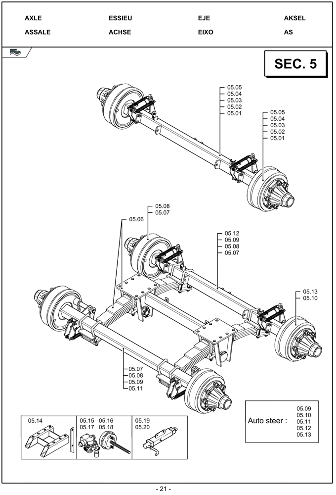 Схема запчастей Case IH LBX322S - (05.00[01]) - PICTORIAL OVERVIEW 1/1 - AXLE (05) - AXLE