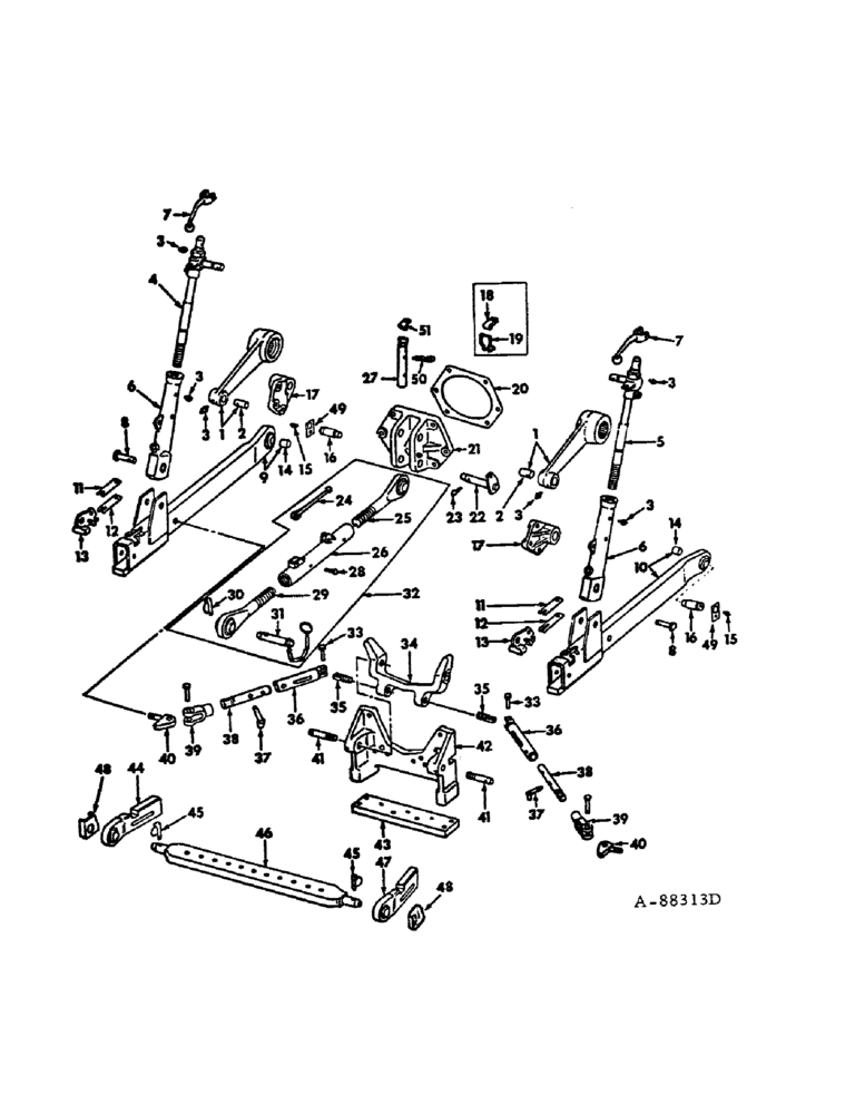Схема запчастей Case IH 766 - (09-10) - FRAME, THREE POINT HITCH, 766, 966 AND HYDRO 100 TRACTORS WITH DRAFT CONTROL AND DRAFT SENSING (12) - FRAME