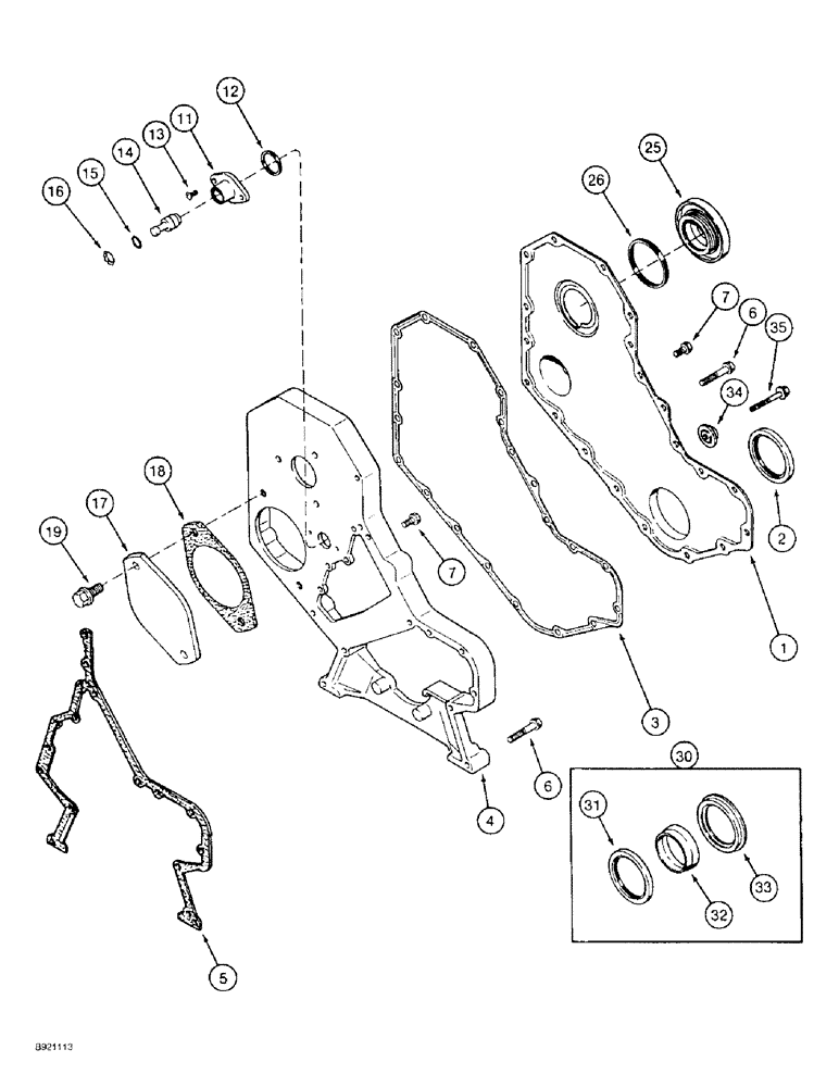 Схема запчастей Case IH 2022 - (2-12) - FRONT GEAR COVER, 6TA-590 ENGINE (01) - ENGINE