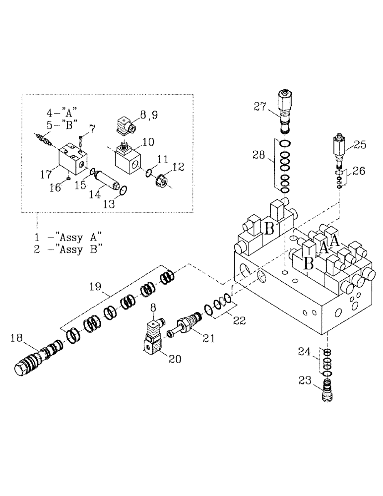 Схема запчастей Case IH 7700 - (B05-12) - HYDRAULIC SOLENOID VALVE, ELEVATOR Hydraulic Components & Circuits