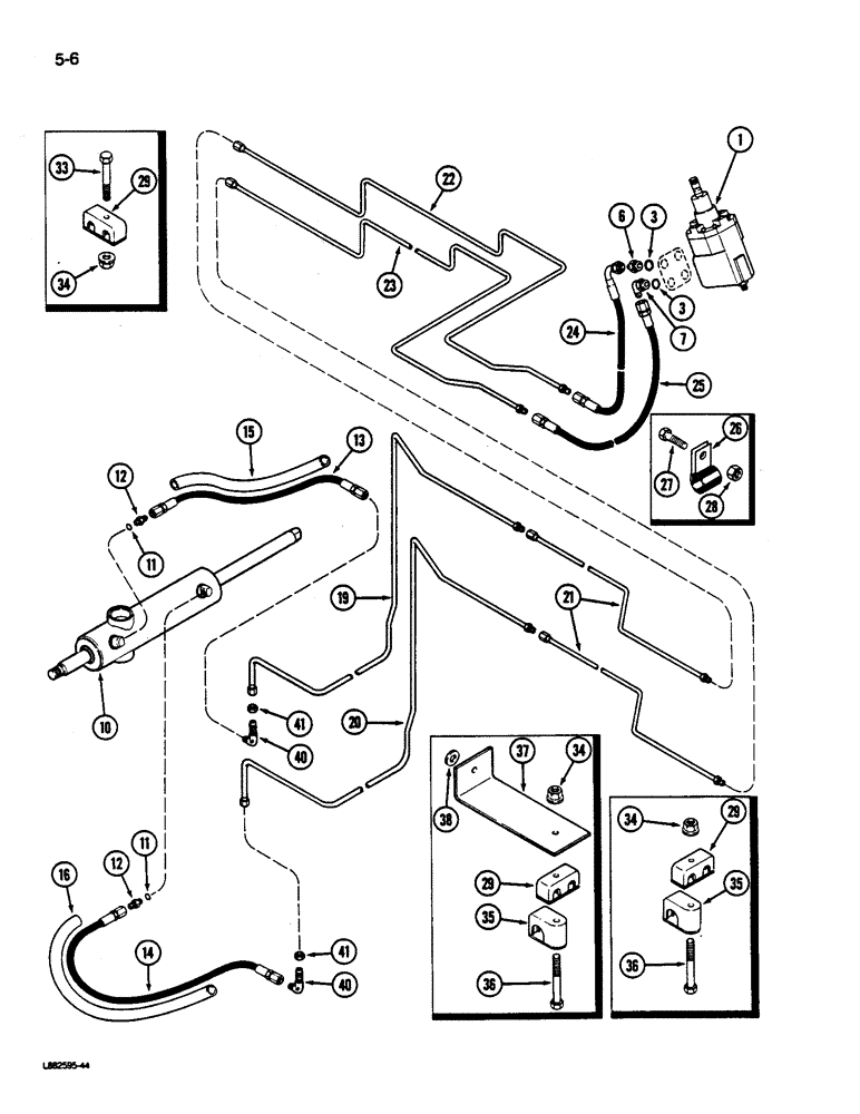 Схема запчастей Case IH 1822 - (5-06) - STEERING SYSTEM, STEERING PUMP TO STEERING CYLINDER, P. I. N. 701 AND AFTER (04) - STEERING