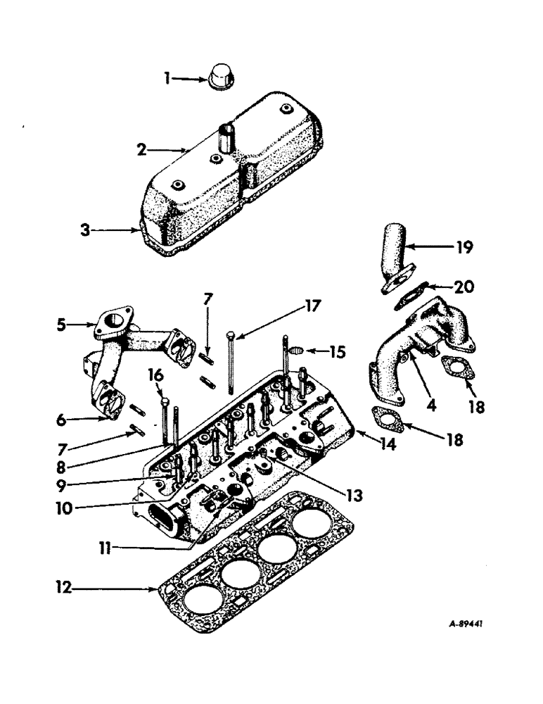 Схема запчастей Case IH 2424 - (020) - DIESEL ENGINE, CYLINDER HEAD AND MANIFOLDS (01) - ENGINE