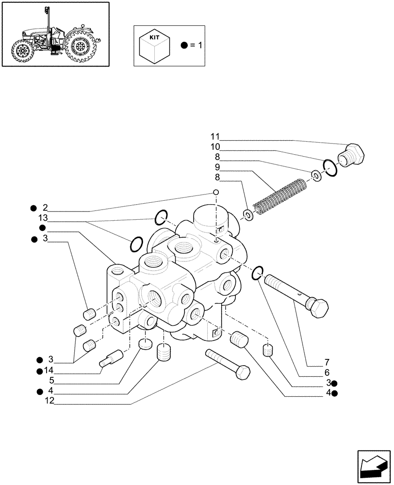 Схема запчастей Case IH JX1070C - (1.33.2/03[02]) - (VAR.270) HI-LO 32X16 (30 KM/H) W/OIL COOLER AND ADJ. STEERING COLUMN - SOLENOID VALVE SUPPORT (04) - FRONT AXLE & STEERING