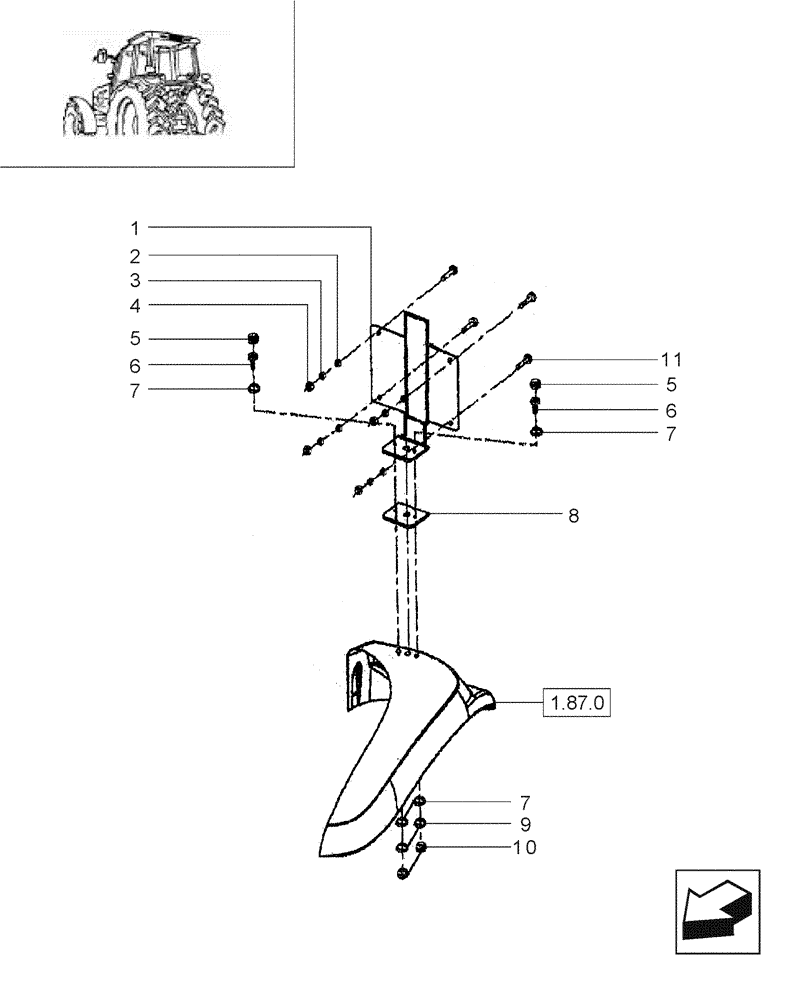 Схема запчастей Case IH JX90 - (1.92.0[71]) - CAB - NUMBER PLATE MOUNT (10) - OPERATORS PLATFORM/CAB