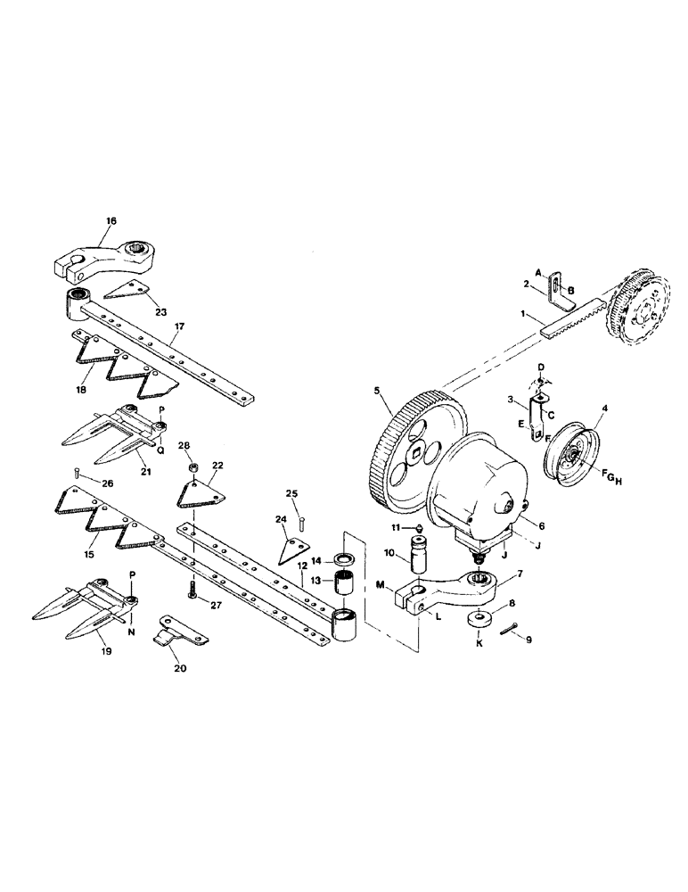 Схема запчастей Case IH 6500 - (9-24) - KNIFE AND DRIVE GROUP, 36 FOOT HEADER (09) - CHASSIS/ATTACHMENTS
